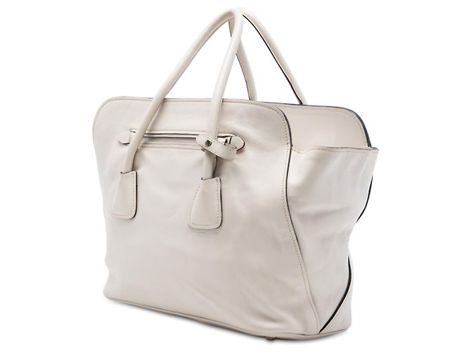 Tote Shopping Convertibile Prada in vitello morbido bianco Crudo - vista 2