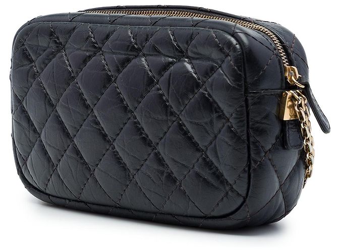 Borsa Camera Reissue Chanel Mini in pelle di vitello invecchiata matelassé nera Nero - vista 2
