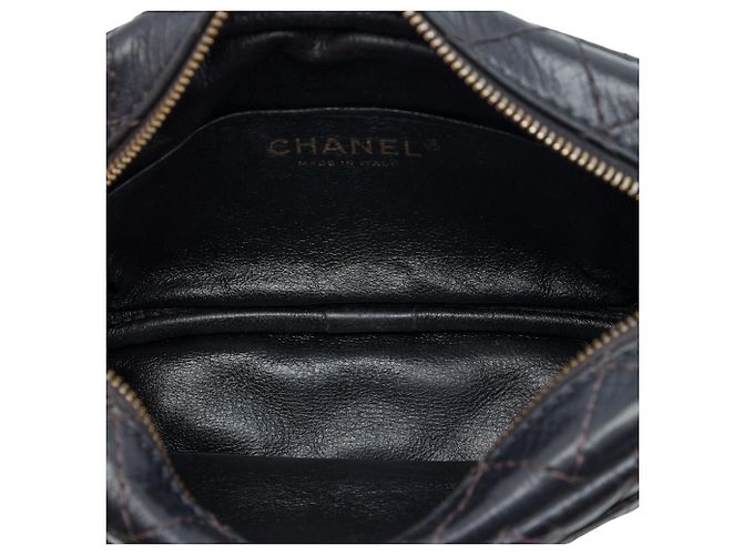 Borsa Camera Reissue Chanel Mini in pelle di vitello invecchiata matelassé nera Nero - vista 4