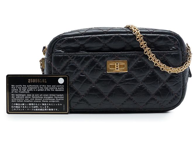 Borsa Camera Reissue Chanel Mini in pelle di vitello invecchiata matelassé nera Nero - vista 7