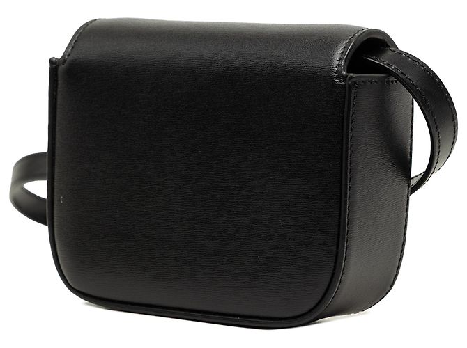 Céline Celine Mini Borsa a Tracolla Triomphe in Pelle di Vitello Lucida Nera Nero - vista 2