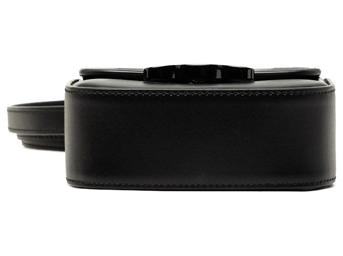Céline Celine Mini Borsa a Tracolla Triomphe in Pelle di Vitello Lucida Nera Nero - vista 3