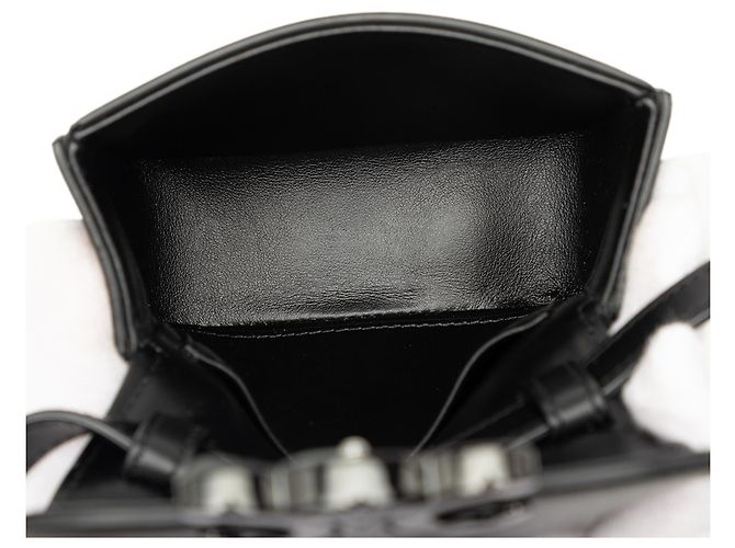 Céline Celine Mini Borsa a Tracolla Triomphe in Pelle di Vitello Lucida Nera Nero - vista 4