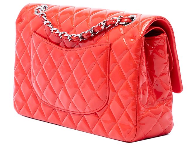 Chanel Red Medium Classic Patent Double Flap Rosso - vista 2