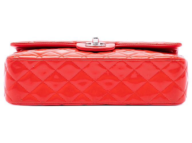 Chanel Red Medium Classic Patent Double Flap Rosso - vista 3