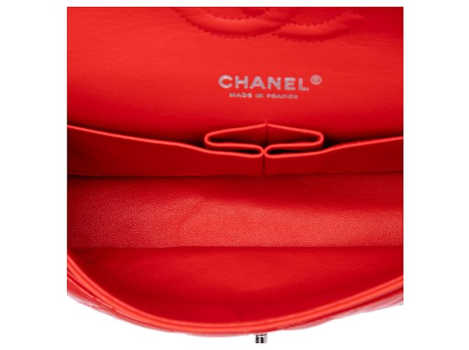 Chanel Red Medium Classic Patent Double Flap Rosso - vista 4