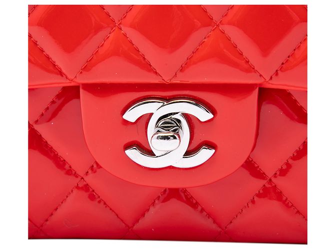 Chanel Red Medium Classic Patent Double Flap Rosso - vista 5