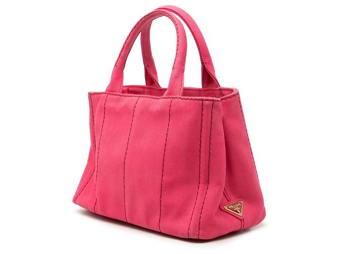 Borsa Tote Prada Small Canvas Canapa Logo Rosa - vista 2