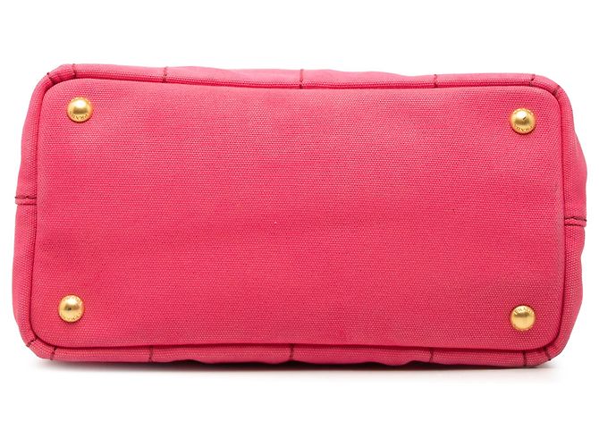 Borsa Tote Prada Small Canvas Canapa Logo Rosa - vista 3