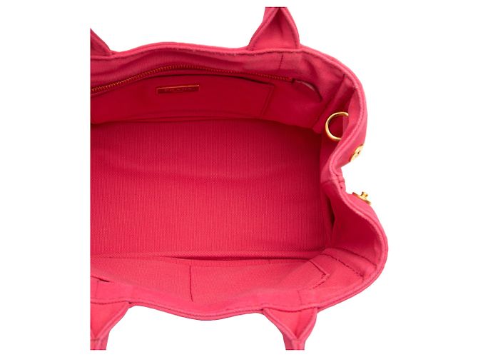 Borsa Tote Prada Small Canvas Canapa Logo Rosa - vista 4
