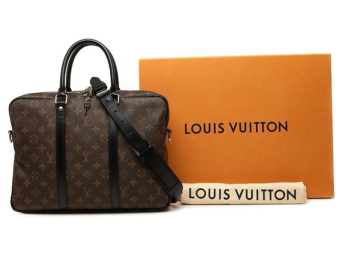 Louis Vuitton Brown Monogram Macassar Porte Documents Voyage - vista 8