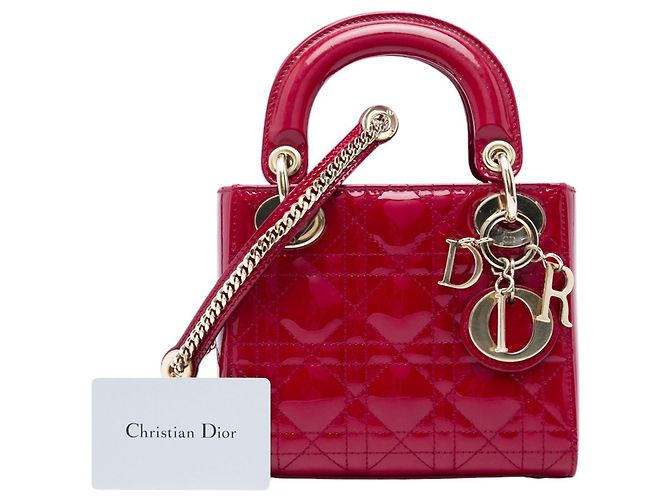 Dior Red Mini Patent Cannage Lady Dior Roja - vista 6