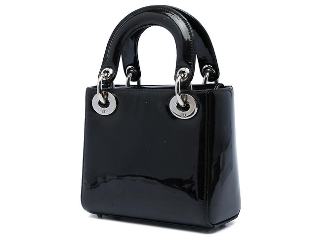 Dior Mini Lady Dior in pelle verniciata nera Nero - vista 2