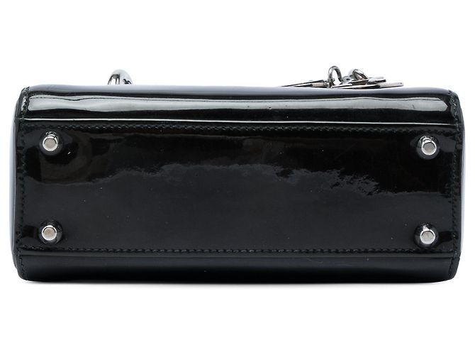 Dior Mini Lady Dior in pelle verniciata nera Nero - vista 3