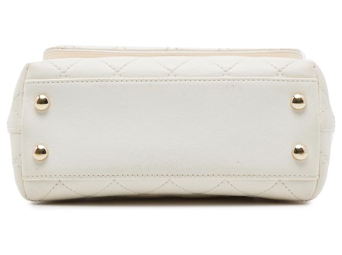Chanel White Extra Mini Quilted Goatskin Rainbow Top Handle Flap Bianco - vista 3