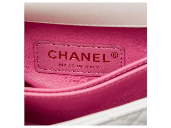 Chanel White Extra Mini Quilted Goatskin Rainbow Top Handle Flap Bianco - vista 5
