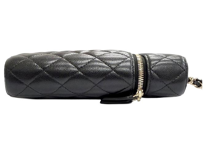 Portacellulare Chanel Black CC Quilted Caviar con catena Nero - vista 3