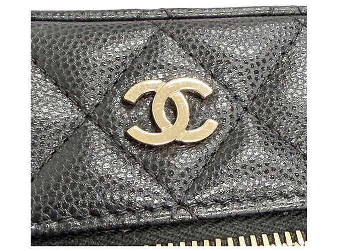 Portacellulare Chanel Black CC Quilted Caviar con catena Nero - vista 9
