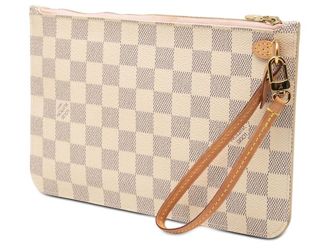 Louis Vuitton White Damier Azur Neverfull Pouch MM Bianco - vista 2