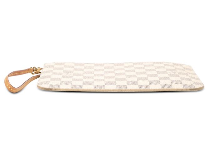 Louis Vuitton White Damier Azur Neverfull Pouch MM Bianco - vista 3