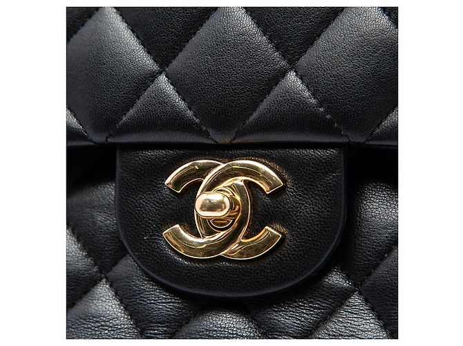 Chanel Black Medium Classic Lambskin Double Flap Nero - vista 5
