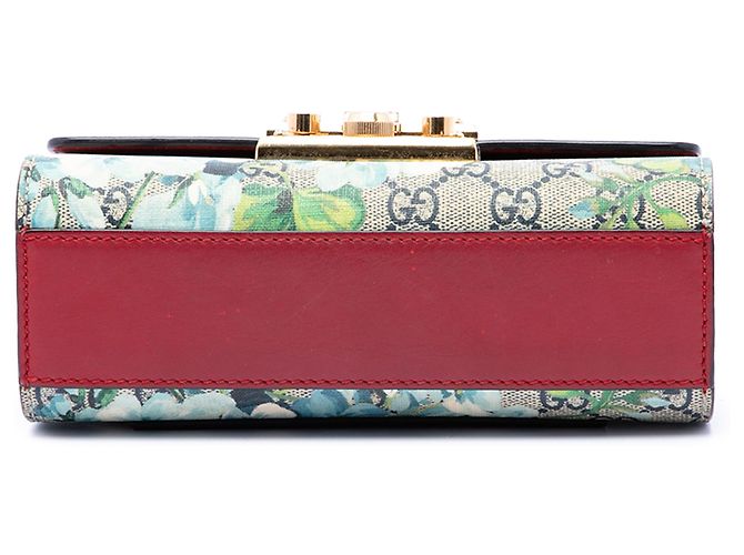 Gucci Beige Small GG Supreme Blooms Padlock Crossbody - vista 3