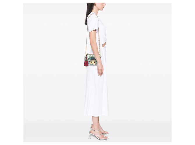 Gucci Beige Small GG Supreme Blooms Padlock Crossbody - vista 6