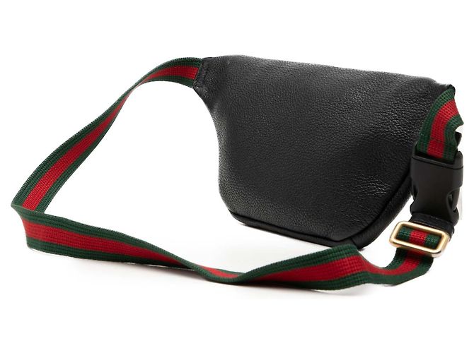 Borsa cintura Gucci Black Small Grained Calfskin Web Logo Nero - vista 2