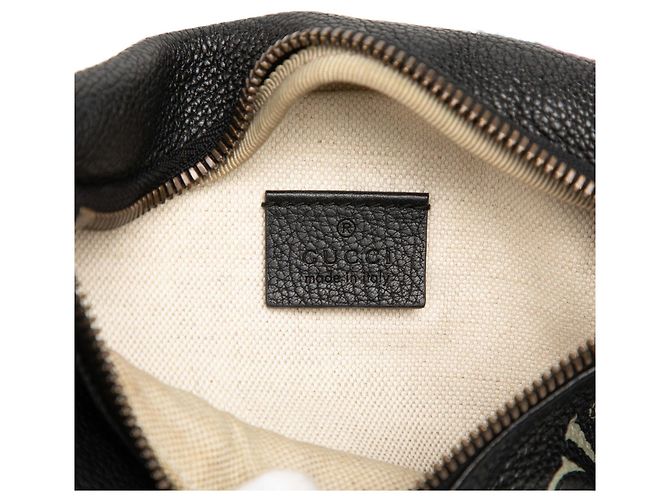 Borsa cintura Gucci Black Small Grained Calfskin Web Logo Nero - vista 5