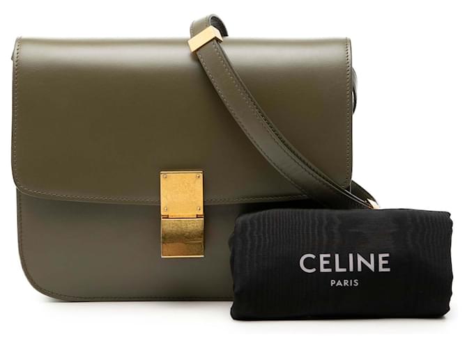Céline Celine Green Medium Calfskin Classic Box Verde Verde oliva - vista 8