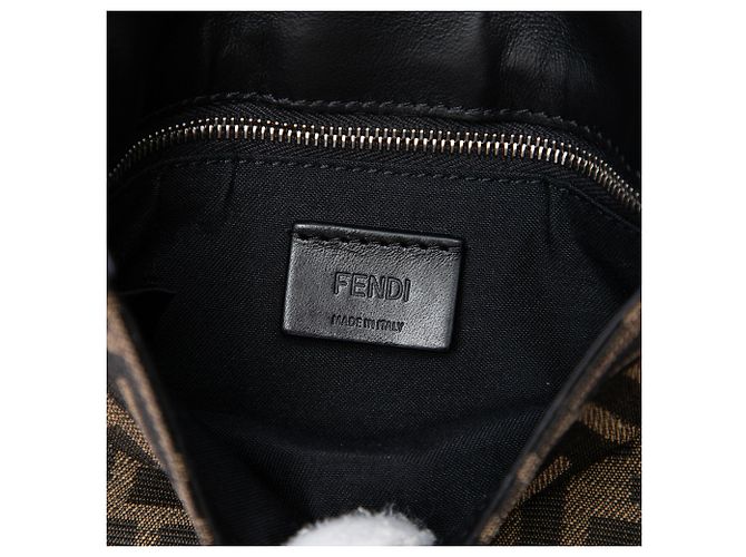 Borsa Baguette convertibile Fendi in tela Zucca marrone - vista 5