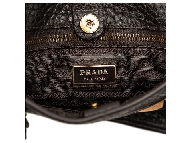 Tote Prada in tela stampata e pelle marrone Marrone scuro - vista 5
