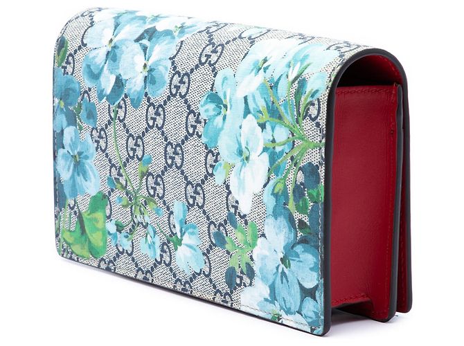 Portafoglio con catena Gucci Beige GG Supreme Blooms - vista 2