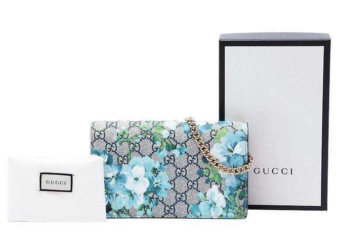 Portafoglio con catena Gucci Beige GG Supreme Blooms - vista 7