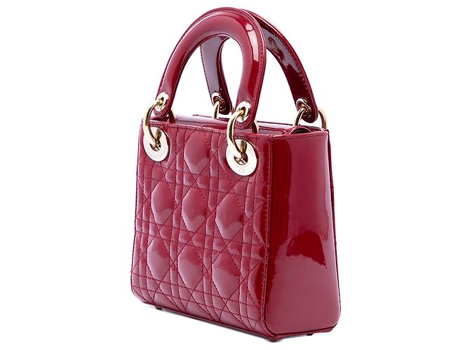 Dior Red Mini Patent Cannage Lady Dior Rosso Bordò - vista 2