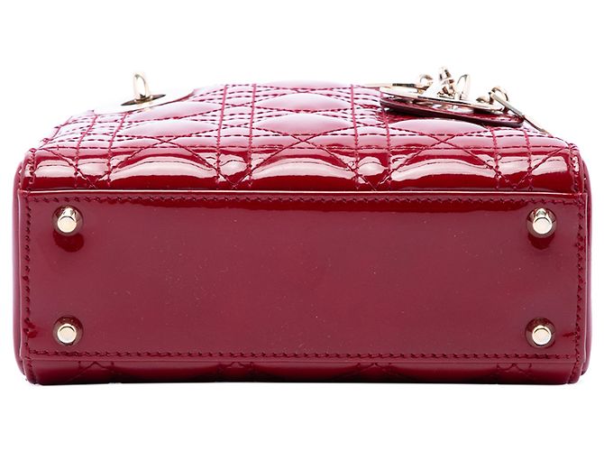 Dior Red Mini Patent Cannage Lady Dior Rosso Bordò - vista 3