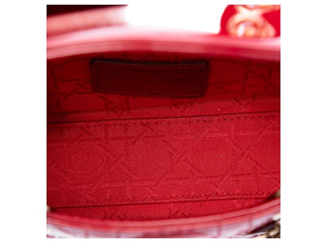 Dior Red Mini Patent Cannage Lady Dior Rosso Bordò - vista 4