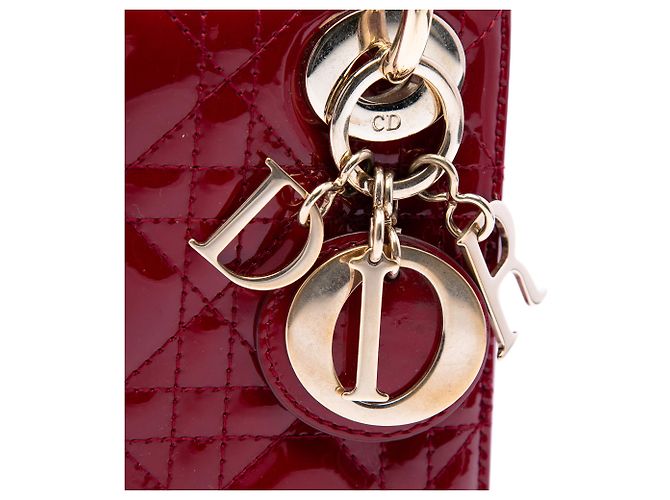 Dior Red Mini Patent Cannage Lady Dior Rosso Bordò - vista 5