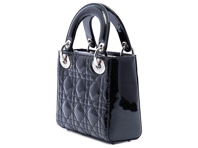 Dior Black Mini Patent Cannage Lady Dior Nero - vista 2