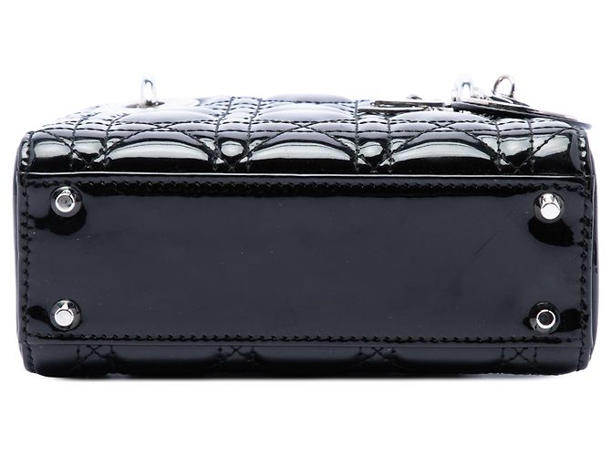 Dior Black Mini Patent Cannage Lady Dior Nero - vista 3