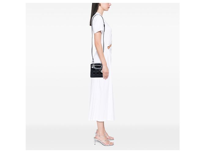 Dior Black Mini Patent Cannage Lady Dior Nero - vista 6