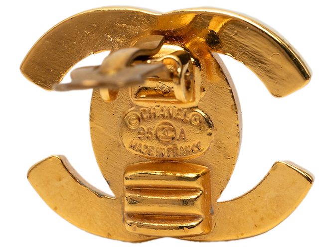 Orecchini a clip Chanel Gold CC placcati oro con chiusura girevole D'oro - vista 3