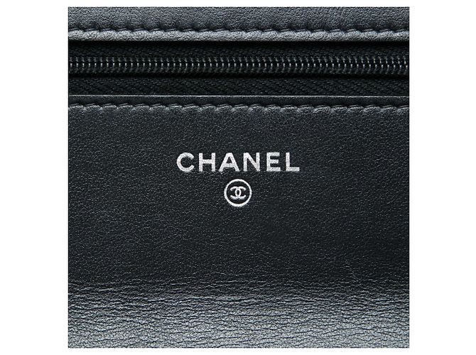 Wallet On Chain Chanel Portafoglio con catena Cocostellar in camoscio matelassé nero - vista 5