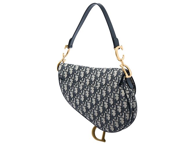 Borsa Saddle Dior in tela Oblique blu - vista 2