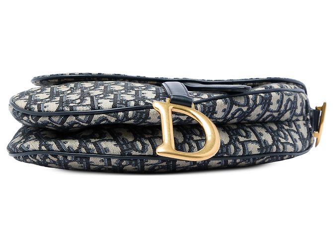 Borsa Saddle Dior in tela Oblique blu - vista 3