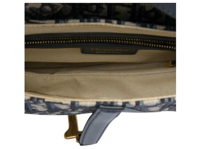 Borsa Saddle Dior in tela Oblique blu - vista 4