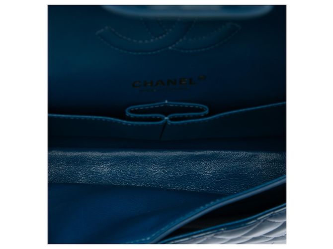 Chanel Blue Medium Classic Patent Double Flap Blu scuro - vista 4