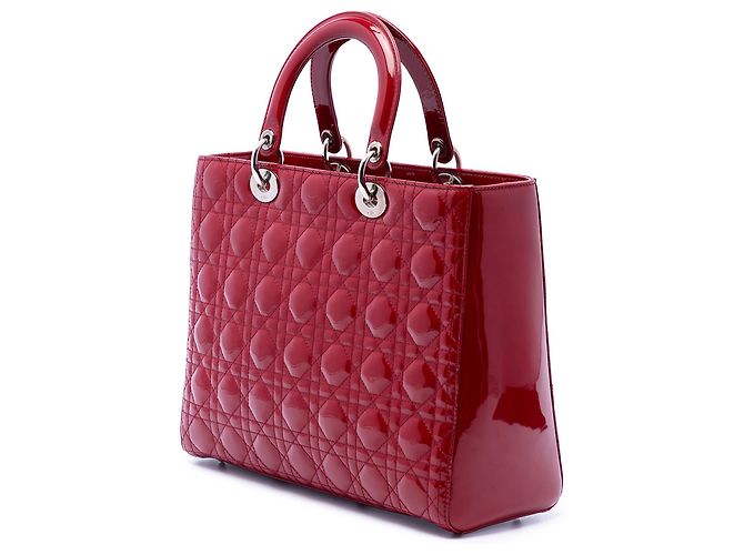 Dior Red Large Patent Cannage Lady Dior Rosso Bordò - vista 2