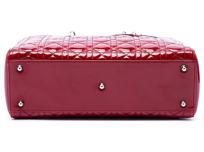 Dior Red Large Patent Cannage Lady Dior Rosso Bordò - vista 3