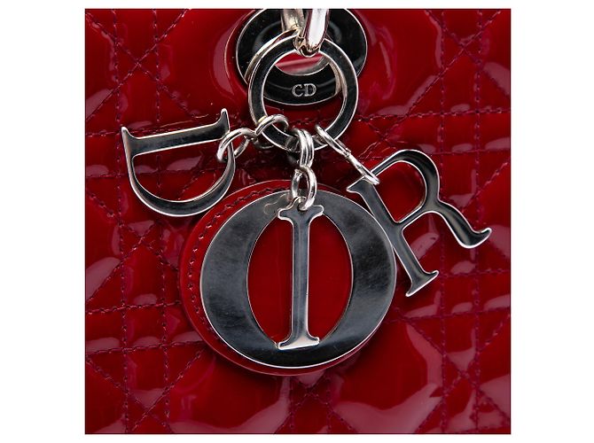 Dior Red Large Patent Cannage Lady Dior Rosso Bordò - vista 5